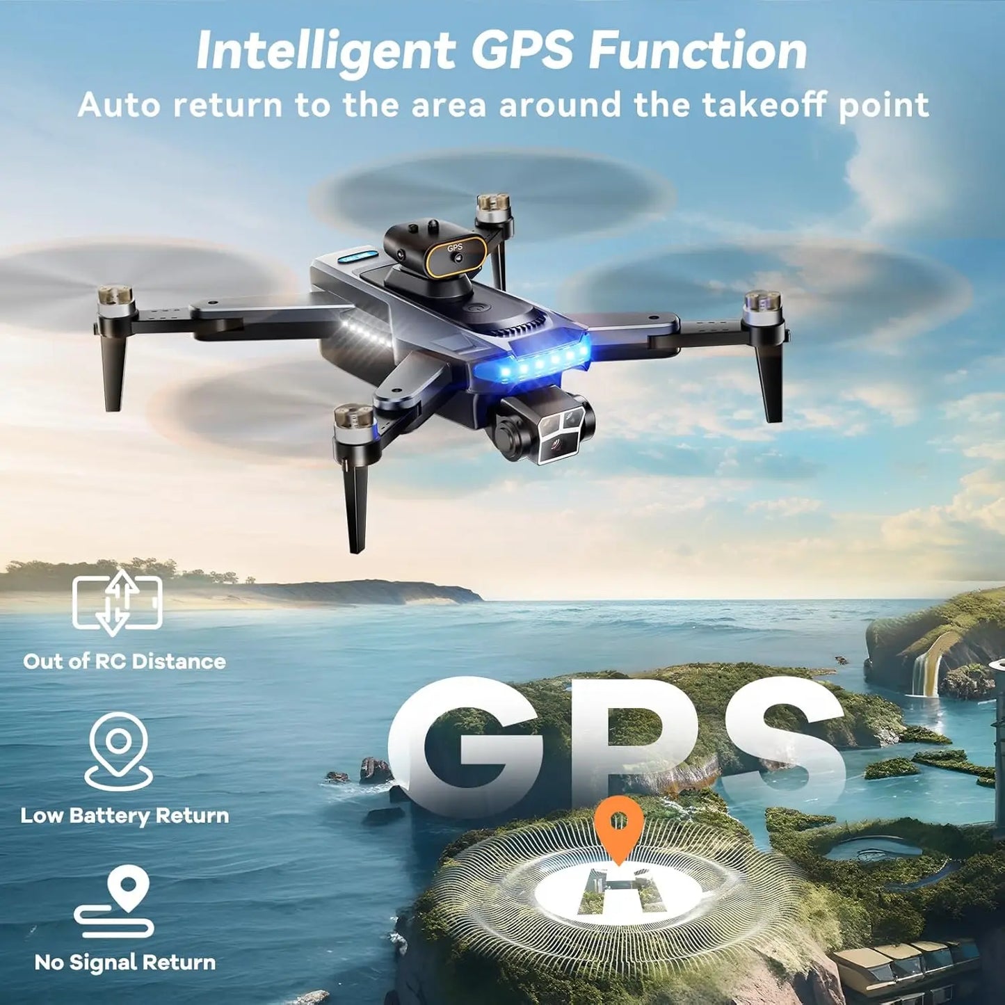 4K GPS Drone with Auto Return & Follow Me, Under 249g Foldable Quadcopter for Adults and Beginners (Age 14+, Black)