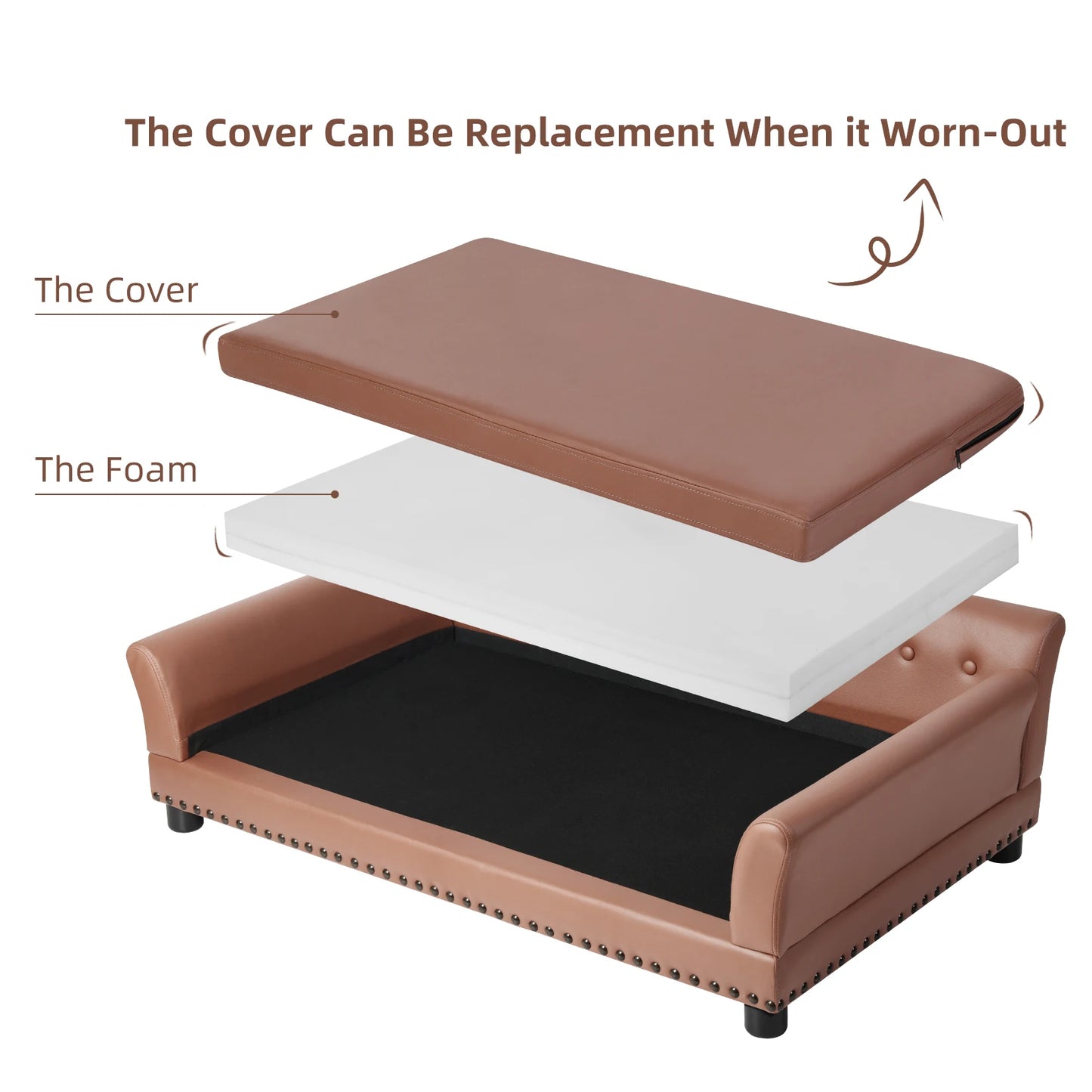 Pet Sofa Bed Waterproof Sofa-Type Dog Bed Pet Snuggle Lounge Bed with Removable Cushion