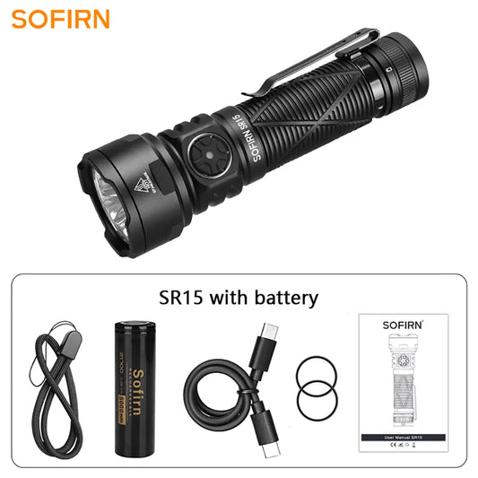 SR15 4500LM Flashlight SFT25R Powerful LED Light 21700 USB C Rechargeable Discharge Torch