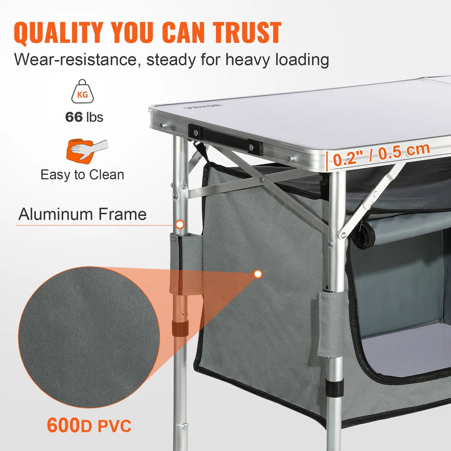 Camping Kitchen Table Quick Set-Up Folding Camping Table MDF Camping Table for Outdoor Picnics BBQ Camping RV Traveling