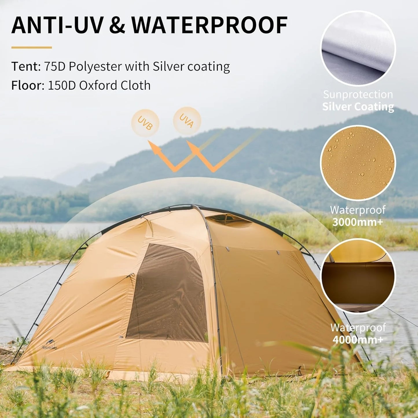 Dune 7.6 Camping Tent 4 Season for 2-4 Persons Waterproof Windproof 1 Room 1 Hall Family Travel Outdoor Large Tent