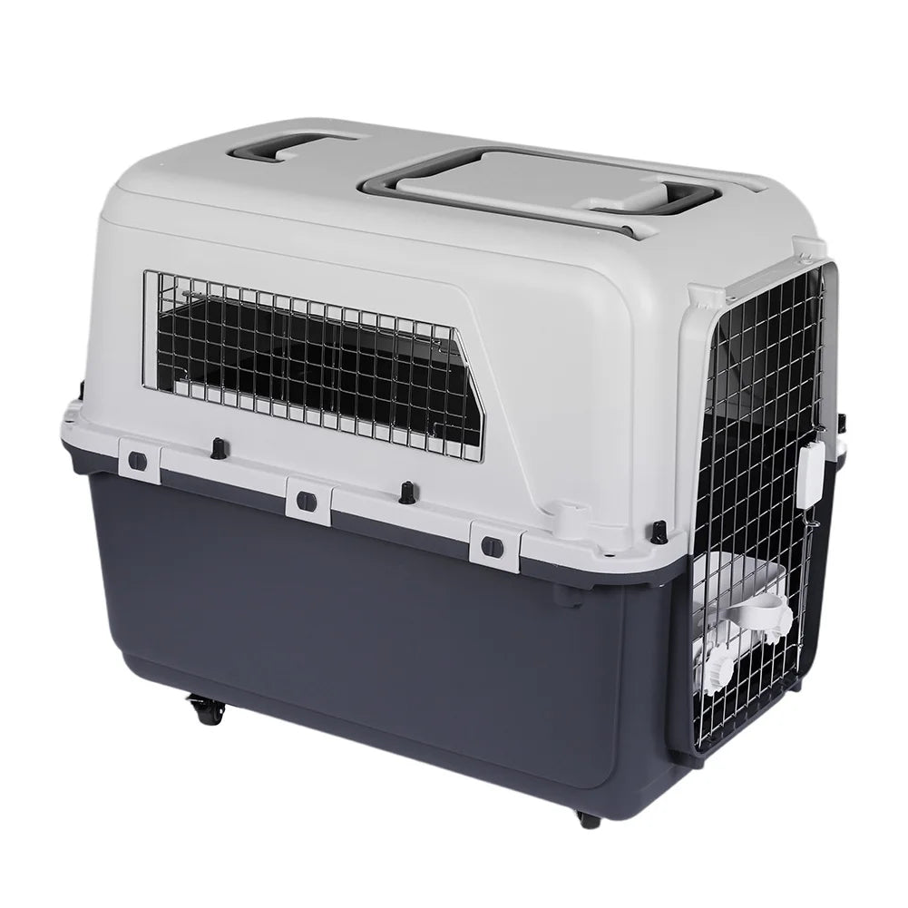 Heavy Duty Airline Travel Flight Carrier Length 33"/Width 21.6"/Height 25.2" with Handle & Metal Door Cats Pet Travel Carrier