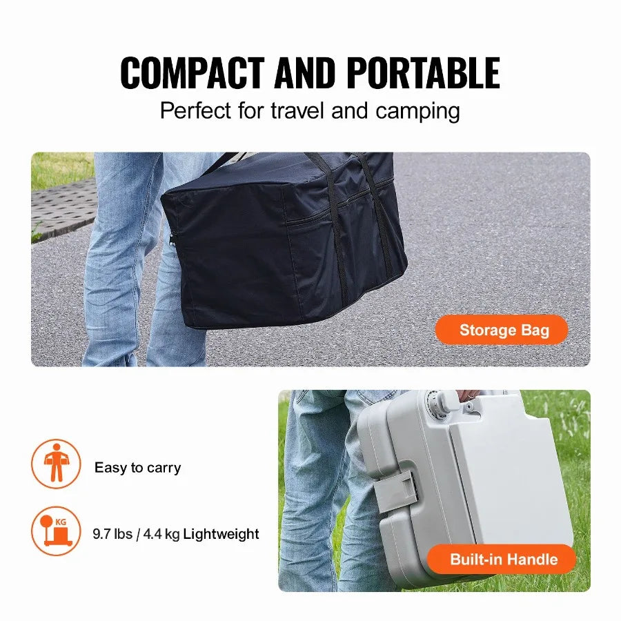 Portable Toilet for Camping with Carry Bag, RV Toilet with 3.2 Gal Waste Tank, Push-Button Pressurized Flush Commode, Leak-Proof