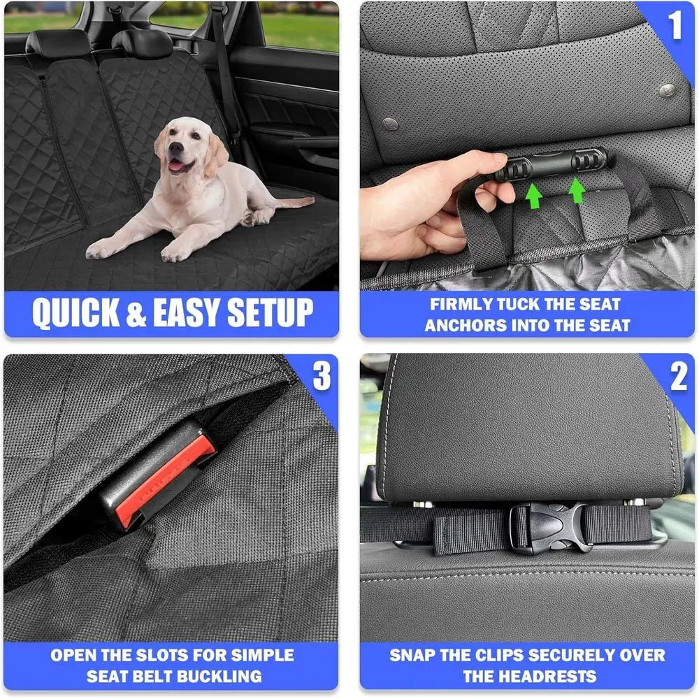 Dog Car Seat Cover or Back Seat, Car Seat Cover 60/40 Split Bench or Family Car, Compact SUV, MPV - Stand 53 Wide