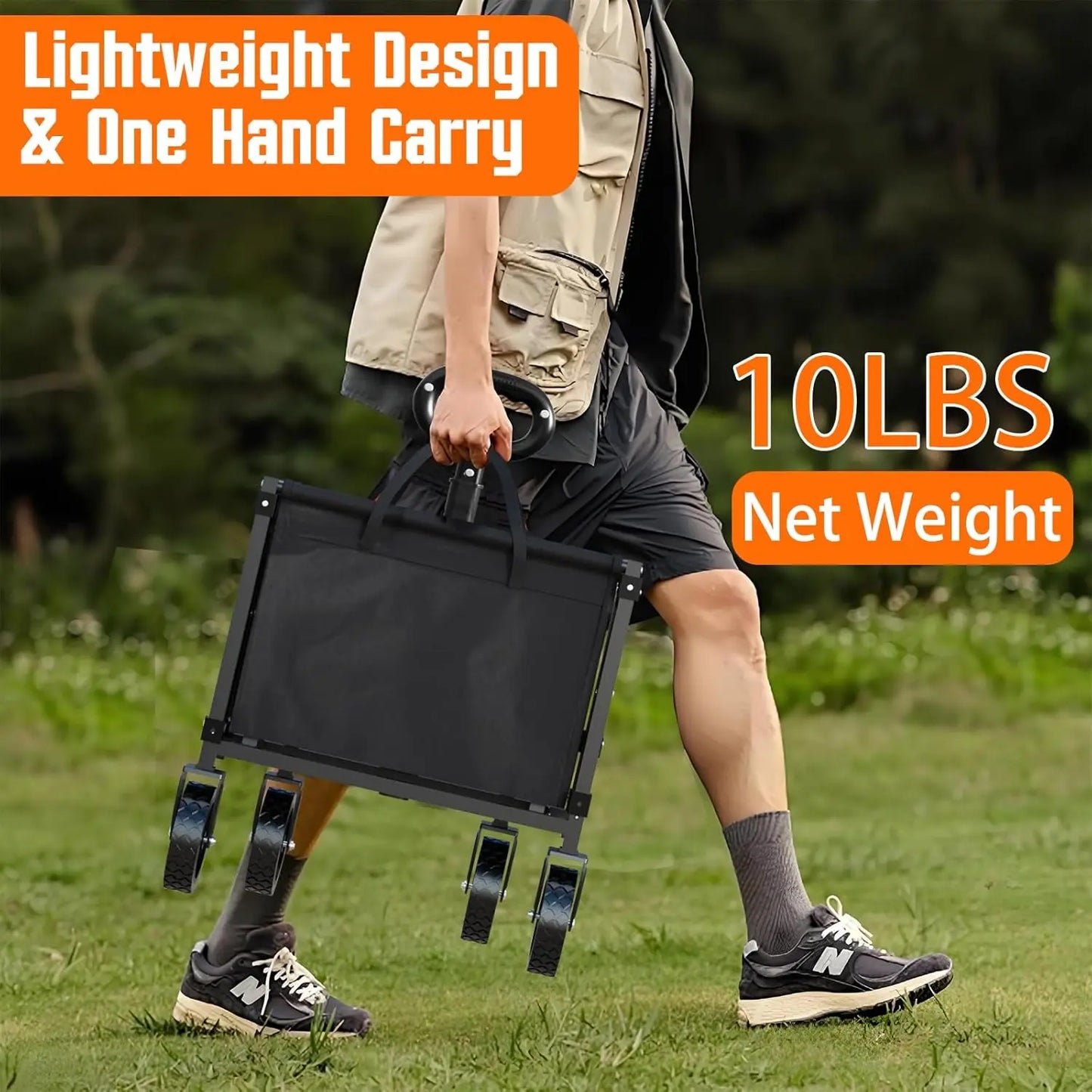 Wagons Carts Foldable, Lightweight Portable Utility Shopping Cart with Wheels, Folding Grocery Wagon