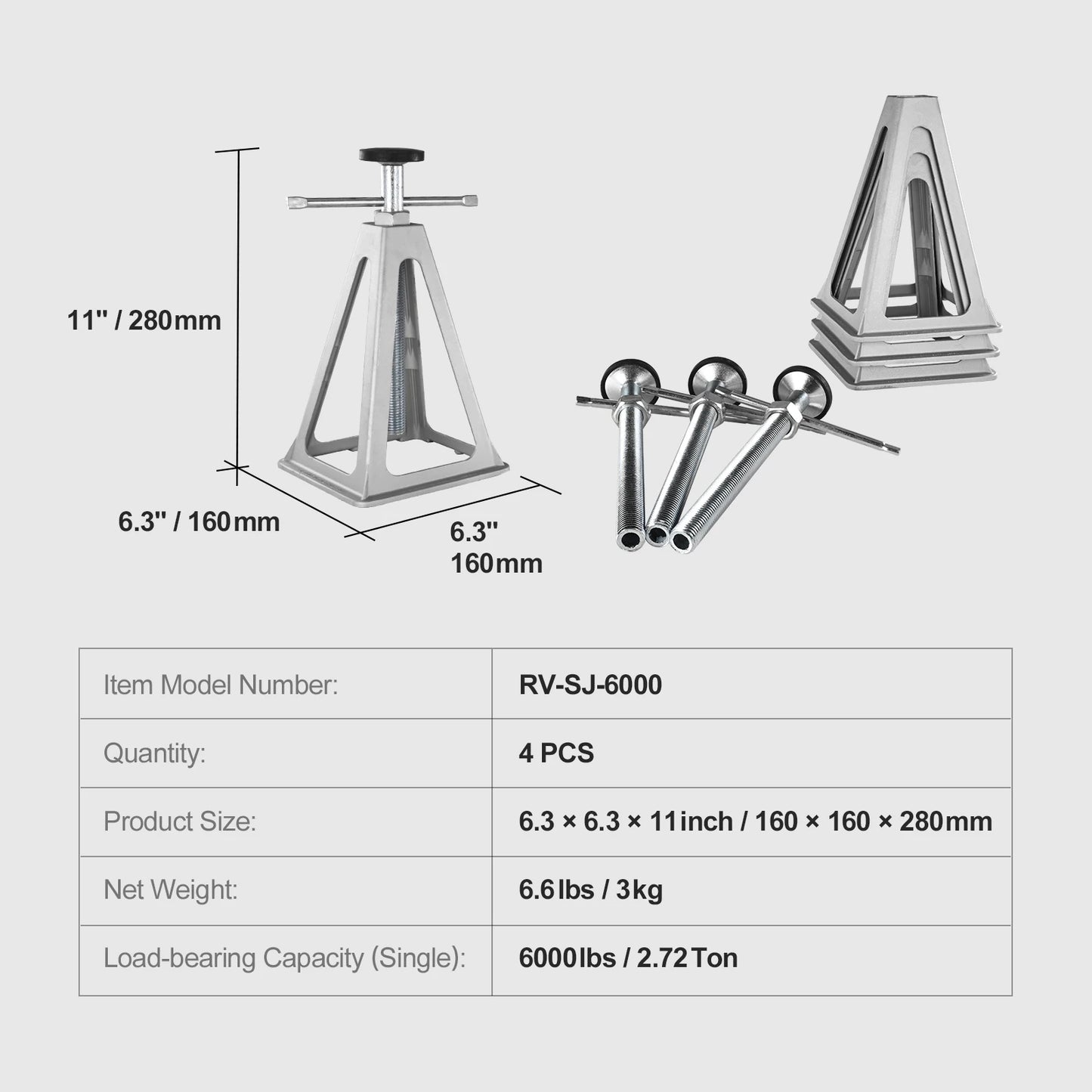 RV Stabilizer Jacks, 4 Pack Aluminum RV Leveling Jacks, Per Jack 6000 Lbs, RV Stack Jacks for RV Travel Trailer Camper