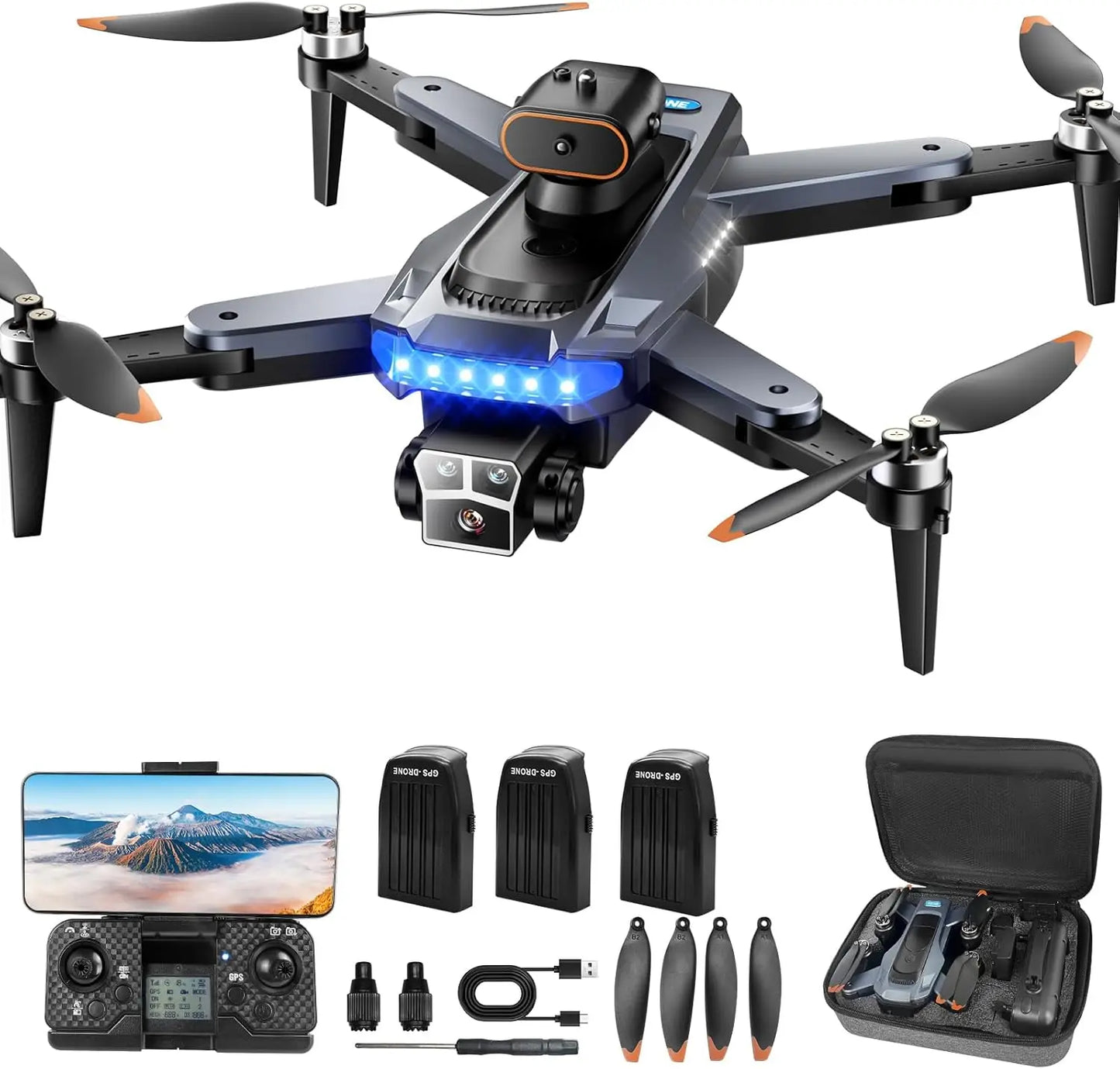 4K GPS Drone with Auto Return & Follow Me, Under 249g Foldable Quadcopter for Adults and Beginners (Age 14+, Black)