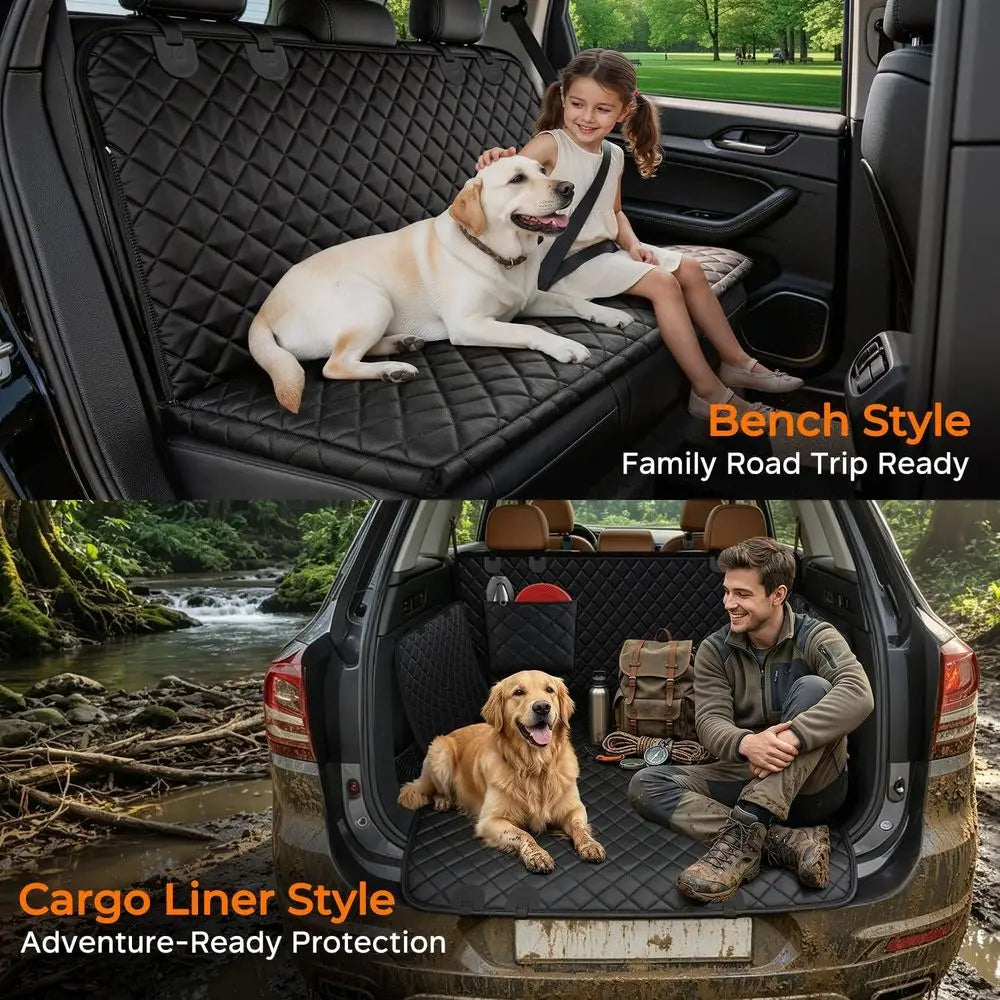 Dog Car Seat Cover or Pets Waterproof Seat Cover Hammock 600D Heavy Duty Scratch Proof Nonslip Durable Spot Back Seat Covers
