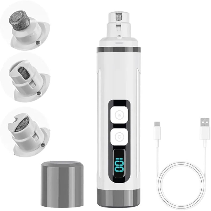 Dog Nail Grinder Quiet- Cat and Dog Nail Grinder with LED Light and Battery Display and Upgrade Grinding Head - Painless Dog Nail Grinder