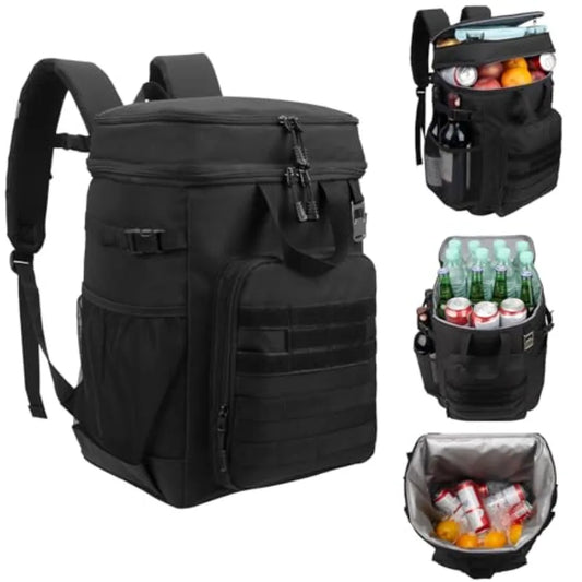 43L Cooler Backpack 45/55 Cans Insulated Leak Proof Tactical Backpack 2 Insulated Compartments Thermal Bag Large Lunch Outdoor Box