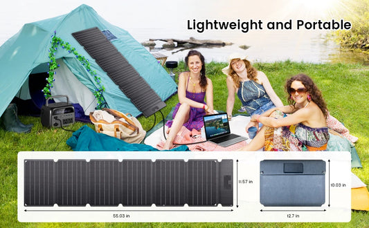 54W Portable Solar Panel 20.5V Foldable Solar Charger for Power Bank Phone Laptop for Camping Hiking RV Trip Phone