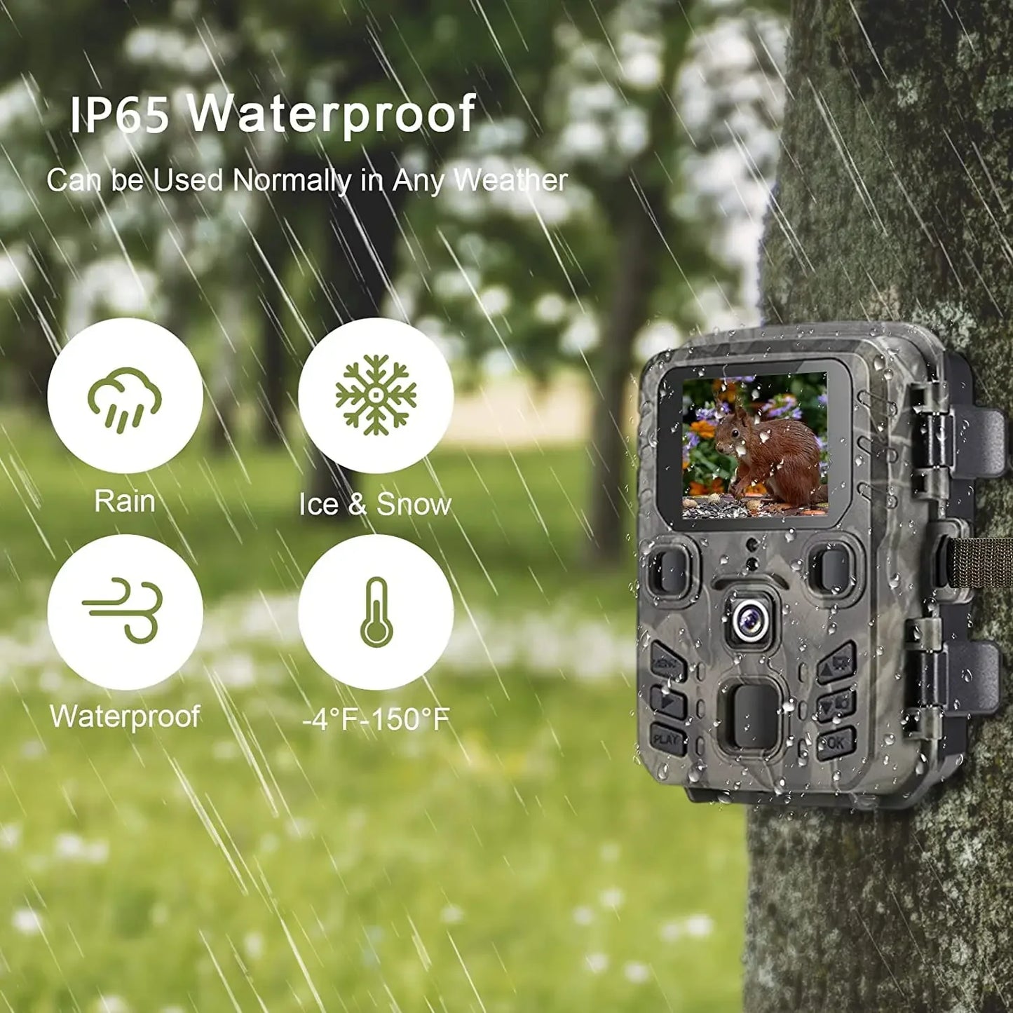 Mini301 Trail Hunting Camera 24MP 1080P Full HD Video 0.3s Fast Trigger 22PCS 850nm IR LEDs Night Vision IP65 Waterproof Wildlife Scouting Monitor Camera