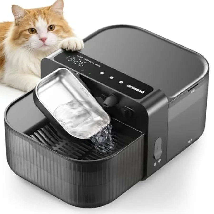 Wireless Filterless Cat Water Fountain with Stainless Steel Bowl 3.5L/118oz Quiet No Filter Smart Automatic Cat Water Dispenser