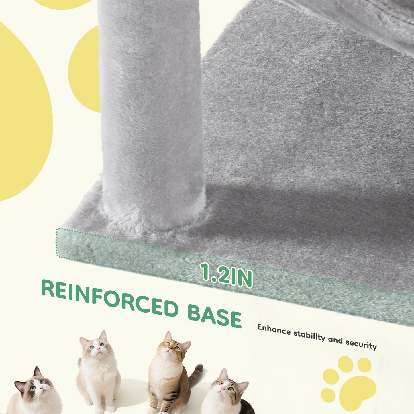 44" Cat Tree Tall Multi-Cat Climbing Tower for Pet Furniture Natural Sisal Scratching Posts Stable Pet House for Indoor Cat