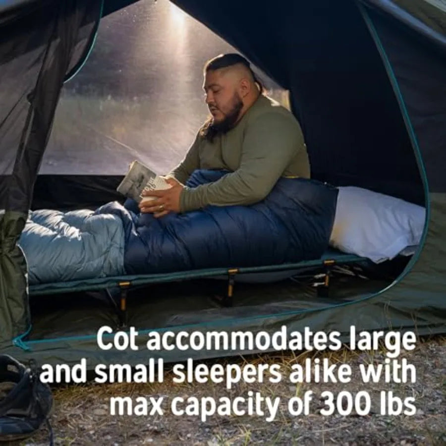 Lowdown Camping Cot for Tent and Car Camping, Aluminum Frame, Fern Green, Lightweight and Compact Carry Size