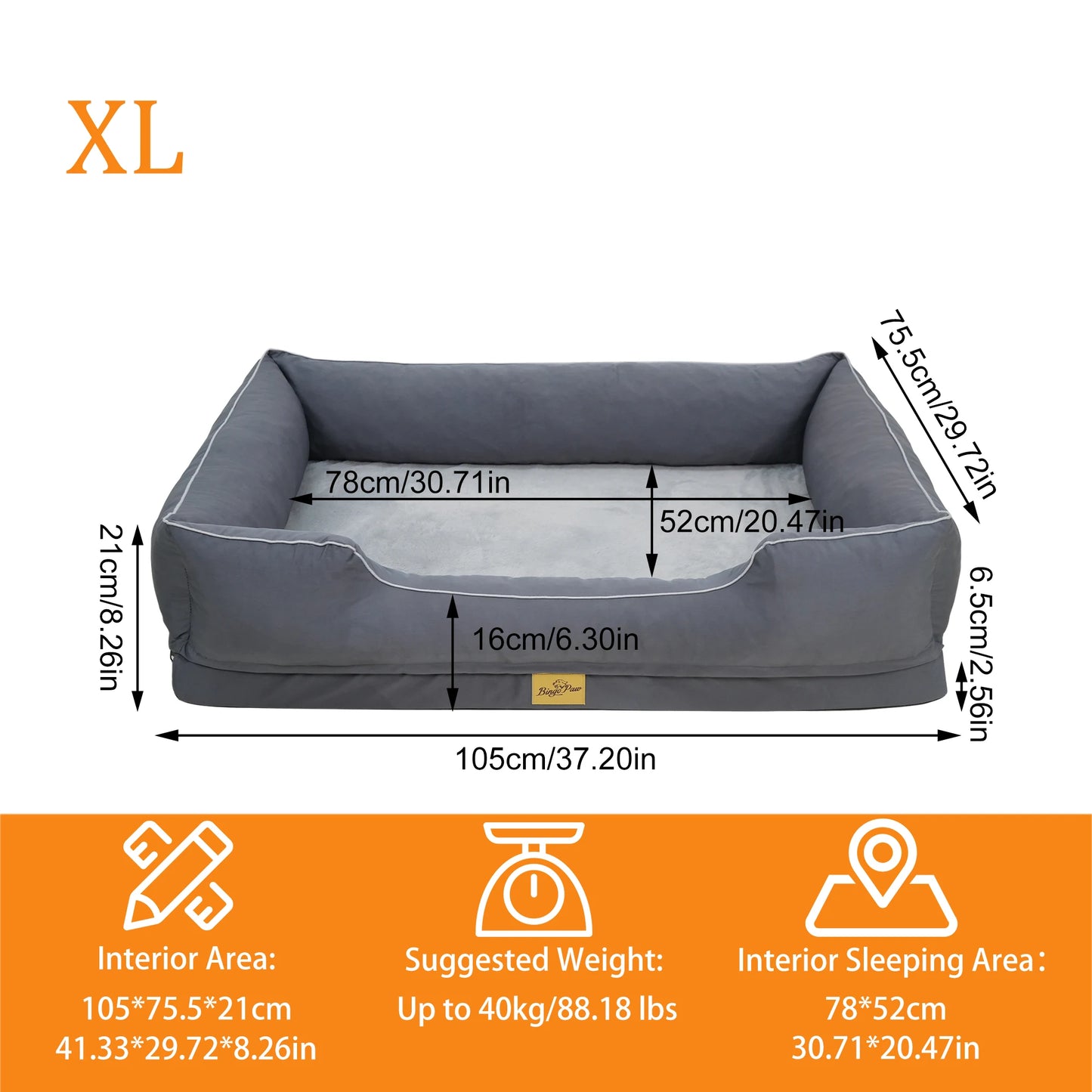 M/L/XL/2XL/3XL Orthopedic Dog Beds Oxford Bolster Foam Base Pet Dogs Couch Sofa Lounger Bed Waterproof Lining Removable Cover