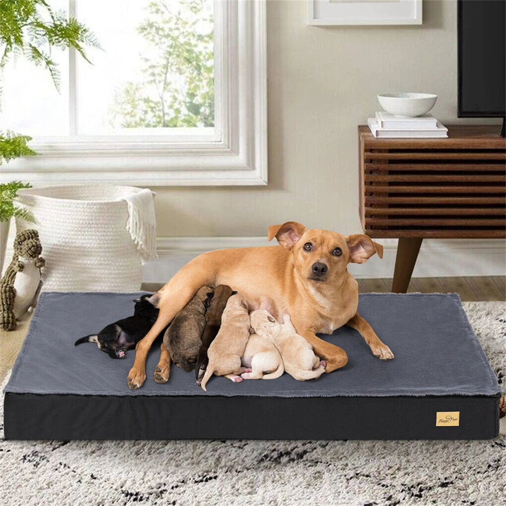 Large Orthopaedic Dog Bed Waterproof Cushion Pet Mattress 2 In 1 Pet Dog Crate Bed with Removable Washable Cover Indoor Outdoor