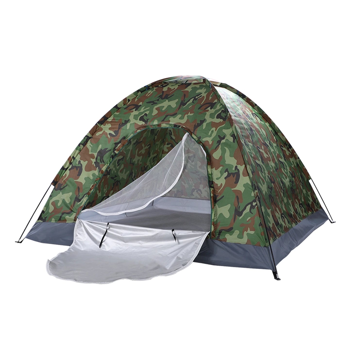 3-4 Person Camping Dome Tent Waterproof UV Proof 180T Silver Coated Polyester Fiberglass Poles Portable Bag Outdoor Camouflage