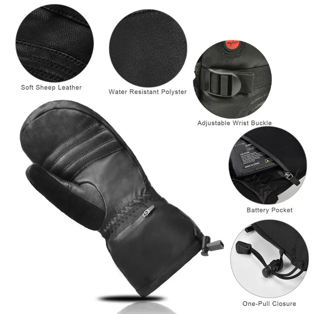All Finger Mittens Heated Gloves Touch Phone Waterproof Windproof Battery Electric Heated Skiing Gloves Men Women Thermal