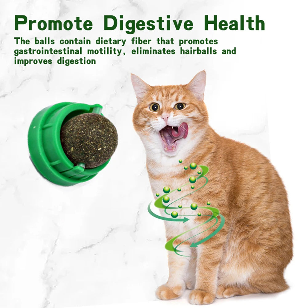 3Pcs Catnip Ball Rotatable Cat Catnip Toys Self-Adhensive Cats Wall Catnip Ball Healthy Cat Wall Snacks for Cat Kitten