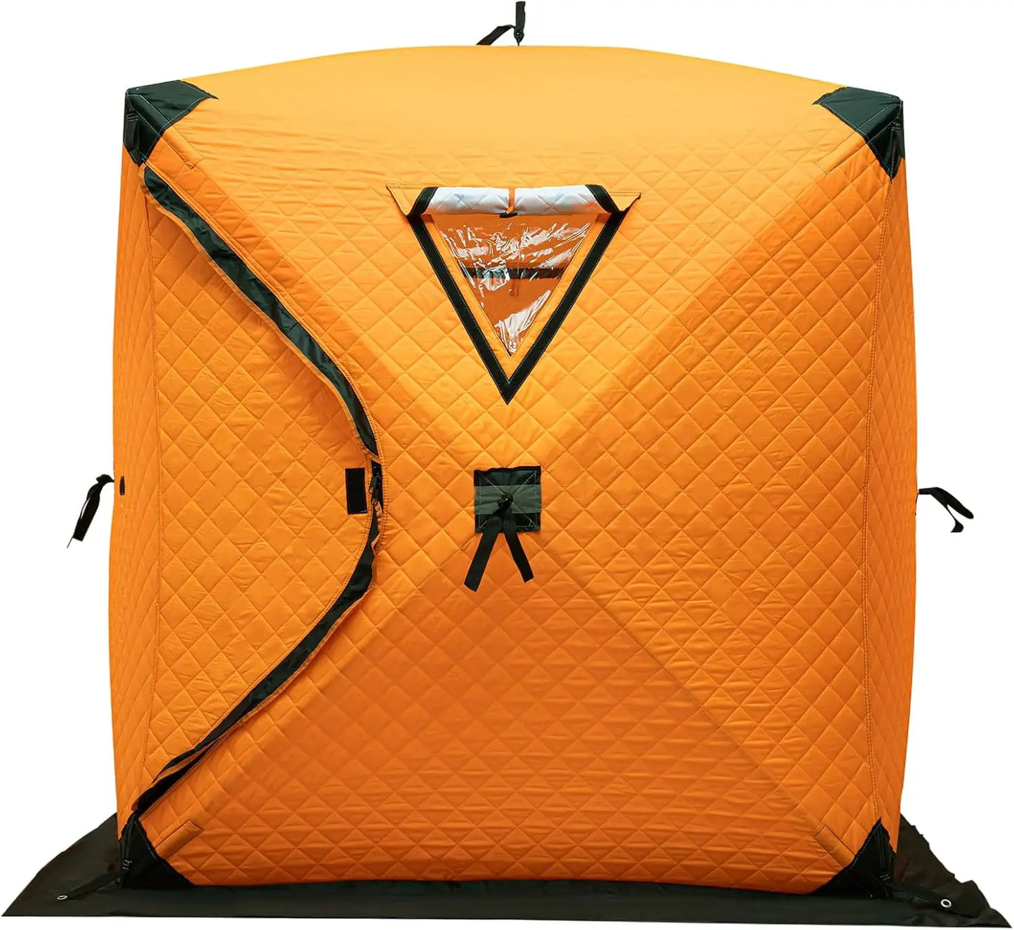 Orange 57" x 57" x 65" Portable Ice Fishing Tent 3-Layer Cotton Insulated Thermal Winter Fishing Shelter 1-2 Person with Ice Anchors