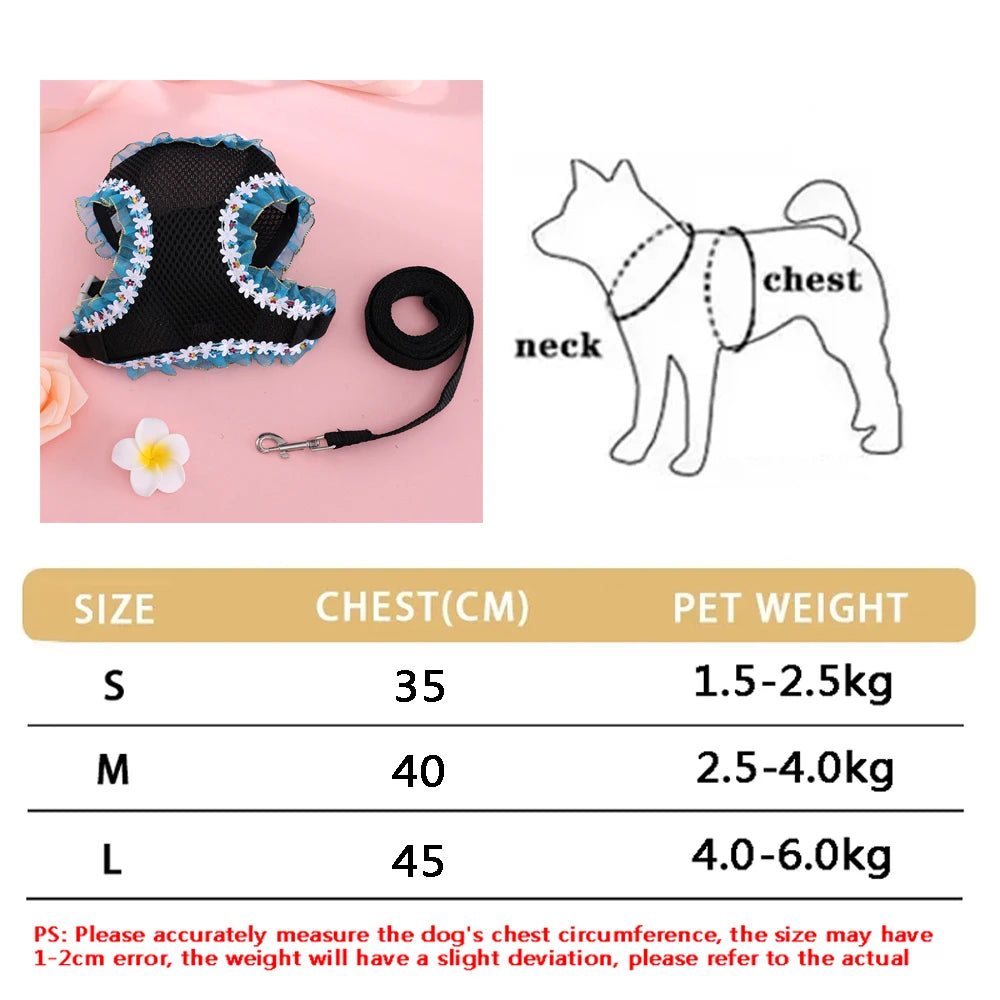 New Breathable Cute Cat Harness Set Butterfly Small Dog Harness Set Walk Outdoors Puppy Chest Vest Leash Accessories