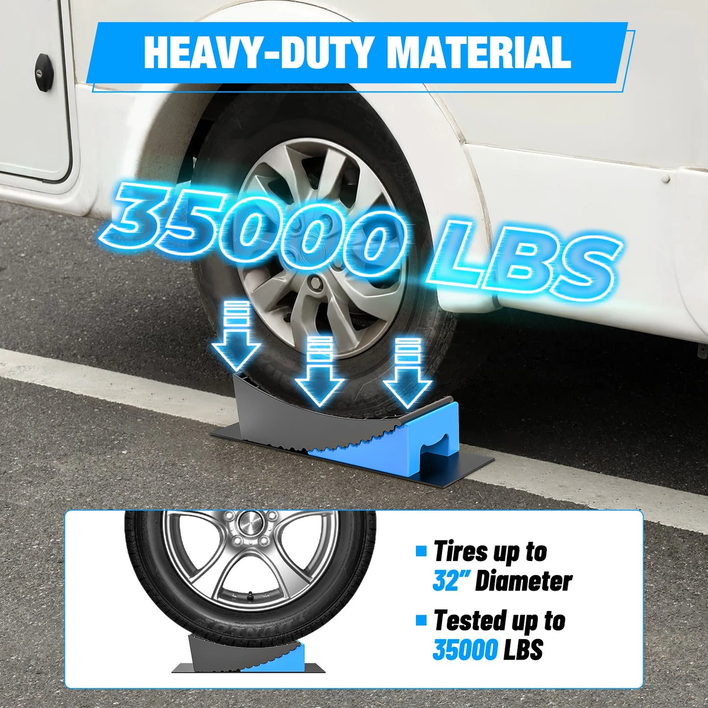RV Leveler - 2 Pack Camper Leveling Blocks Ramp Support Dual Axles, Up to 35,000 lbs, Fast RV Accessories Leveling System for Travel Trailer, Motorhome