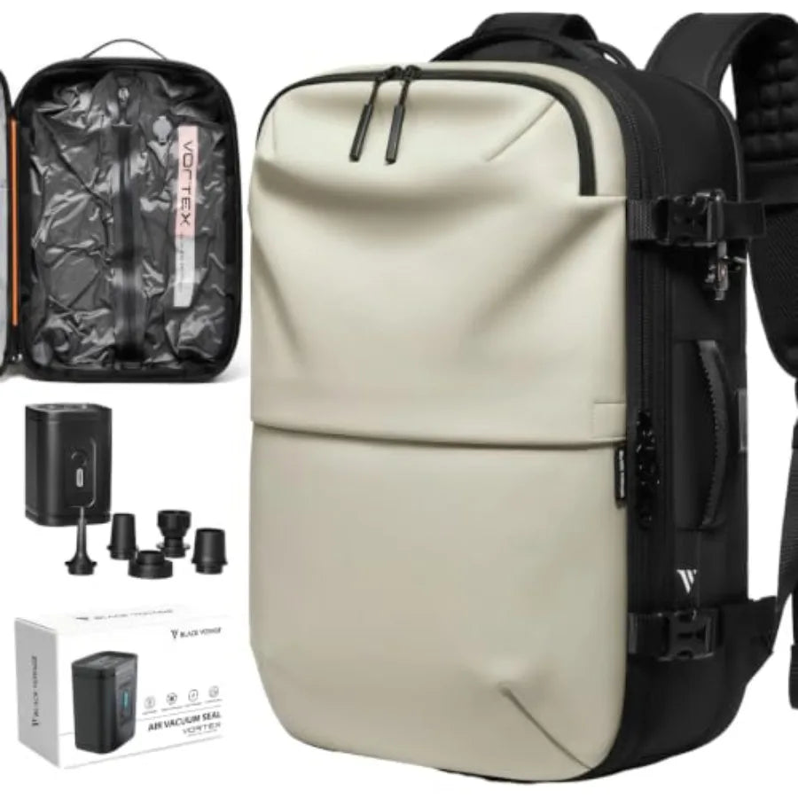 Vacuum Seal Travel Backpack 60L Expandable Air Compression System Water Resistant TSA Lock Carry-On