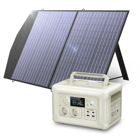 R600 Portable Power Station 600W 299Wh LiFePO4 Solar Generator UPS Battery Backup MPPT & 100W Solar Panel for Camping