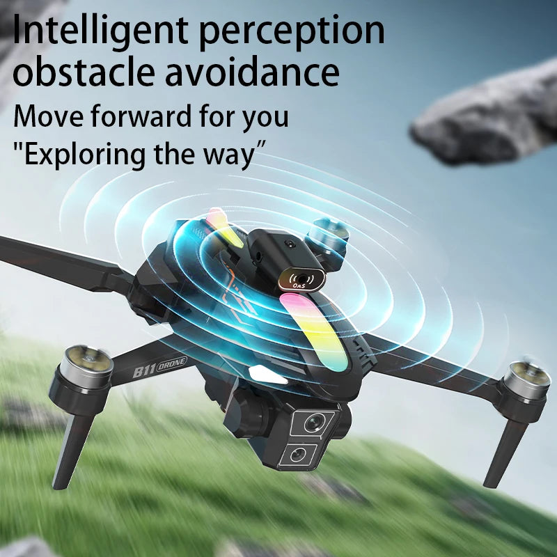 2026 B11 Pro WiFi FPV Drone - Dual 4K/1080P Camera, Wide-Angle HD, Altitude Hold, Foldable Quadcopter RC Helicopter Toy