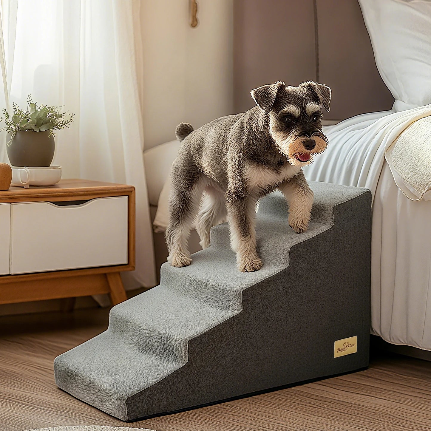 3/4/5 Steps High Density Foam Dog Stairs Ramps, for High Beds and Sofa, Non-Slip Pet Steps Sofa Bed Ladder, with Washable Cover