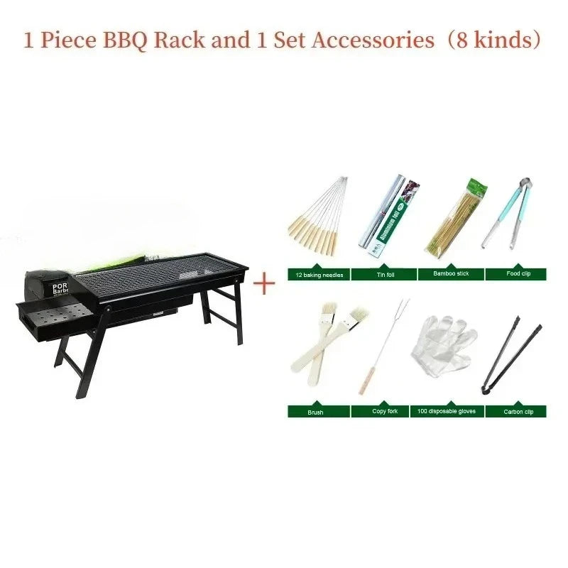New Large BBQ Barbecue Grill Folding Portable Charcoal Outdoor Camping Picnic Burner Foldable Charcoal Camping Barbecue Oven
