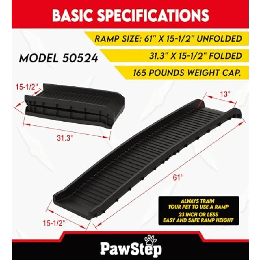 61" Folding Pet Ramp Portable Dog Ramp for Cars SUVs Beds and Couches Lightweight PP Construction Textured Surface Optional Car