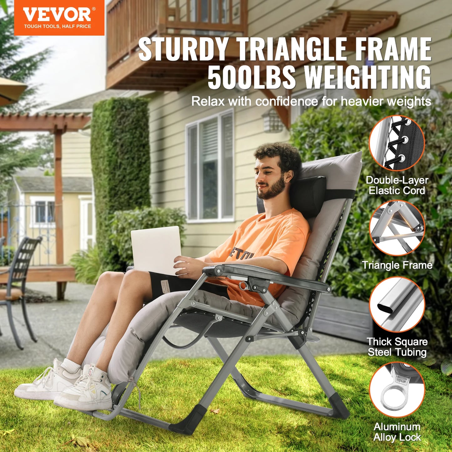 Zero Gravity Chair Zero Gravity Recliner Lounge Chair Adjustable Anti-Gravity Chair with Cushion Footrest and Cupholder