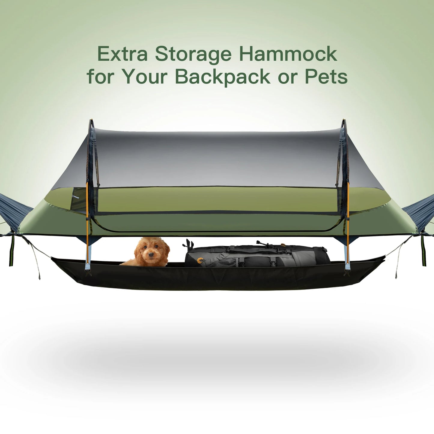 Flat Lay Hammock Tent with Mosquito Net Waterproof Rainfly Storage Room