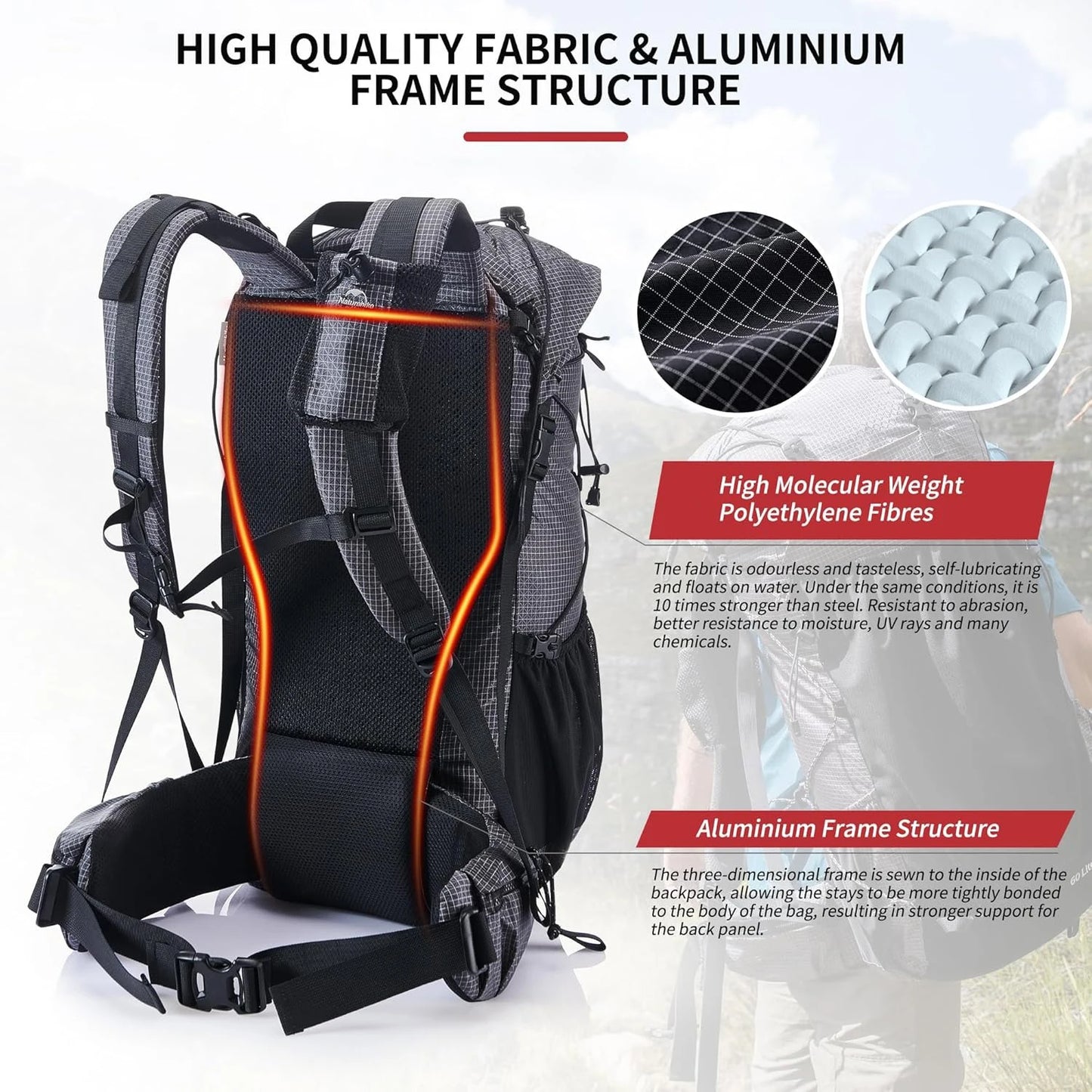Rock Outdoor Bags 40L 60L Travel Backpacks Large Capacity 60+5L Camping Hiking Packs Hiking Bag With Rain Cover