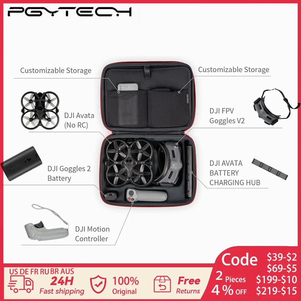 Drone Carrying Case For DJI AVATA Accommodates DJI AVATA, DJI Goggles 2, Motion Controlled,5 Batteries, Battery Charging