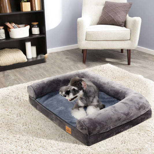 Extra Large Sofa-Style Dog Bed with Bolster Waterproof Cover Sponge Foam Base Cozy Pet Crate Bed Couch Bedding