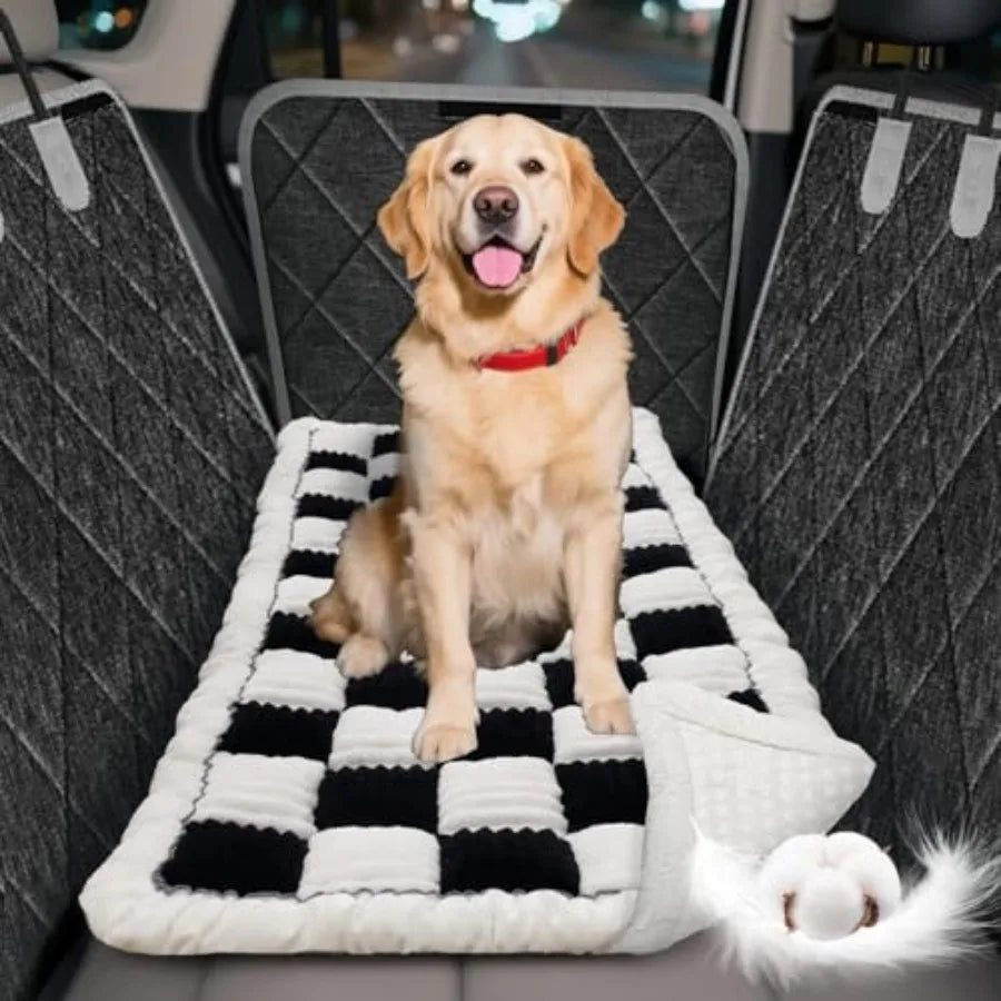 Dog Car Seat Cover 600D Heavy Duty Waterproof Pet Back Seat Extender with Hard Bottom Nonslip Scratch Proof Dog Hammock Machine
