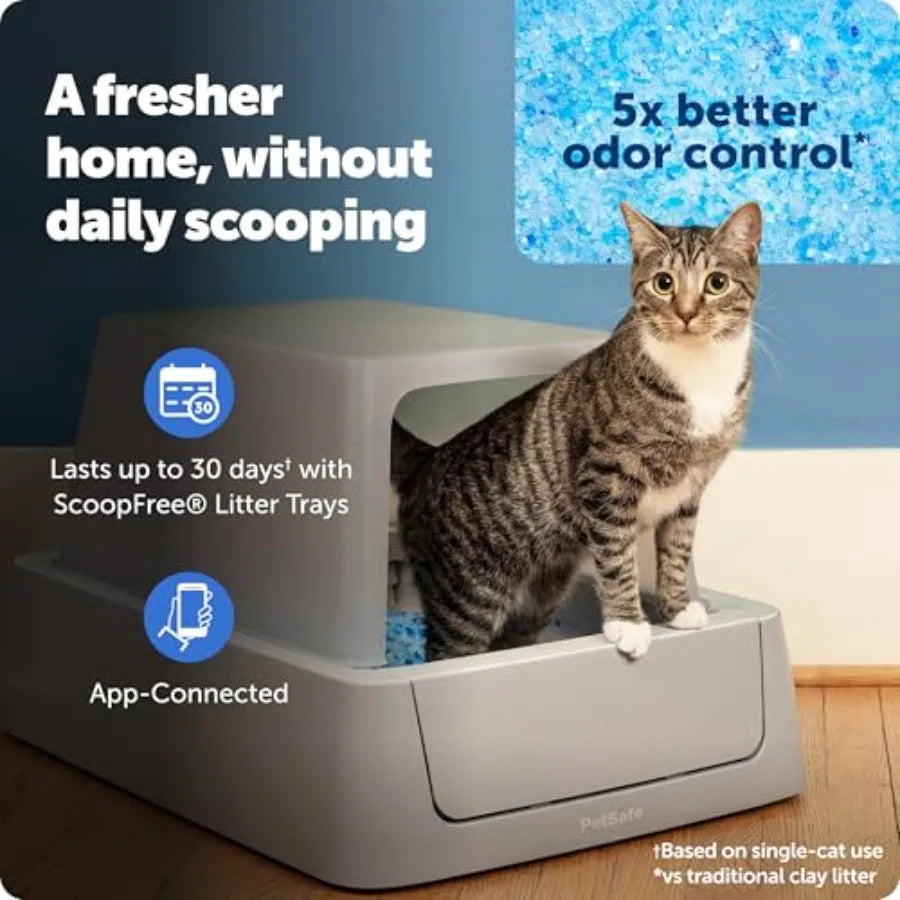 ScoopFree Crystal Smart Self-Cleaning Automatic Litter Box - Front Entry - Covered Motion-Sensing Cat Box with Integrated Health Counter