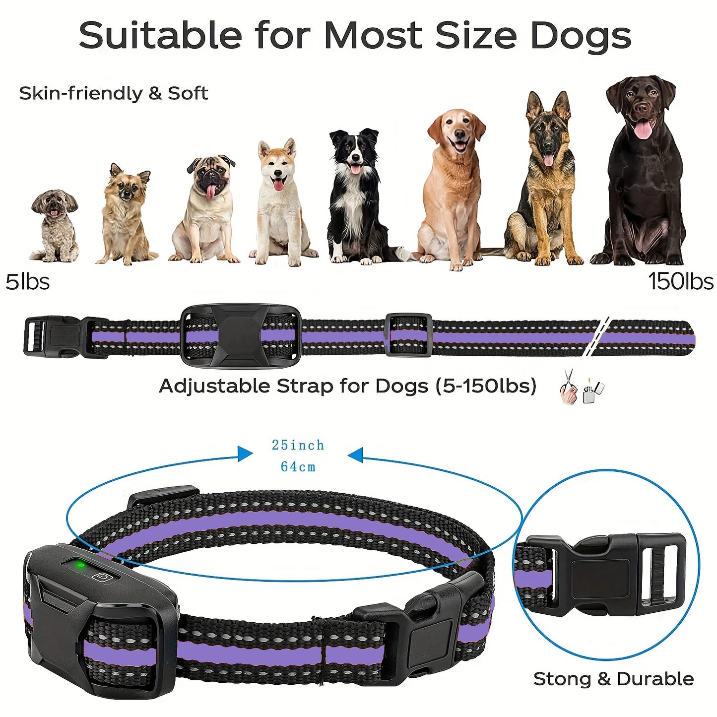 3300 Ft Electric Dog Training Collar Remote Control Waterproof Pet Behavior For 5-120 lbs Puppy With Vibration Shock Beep