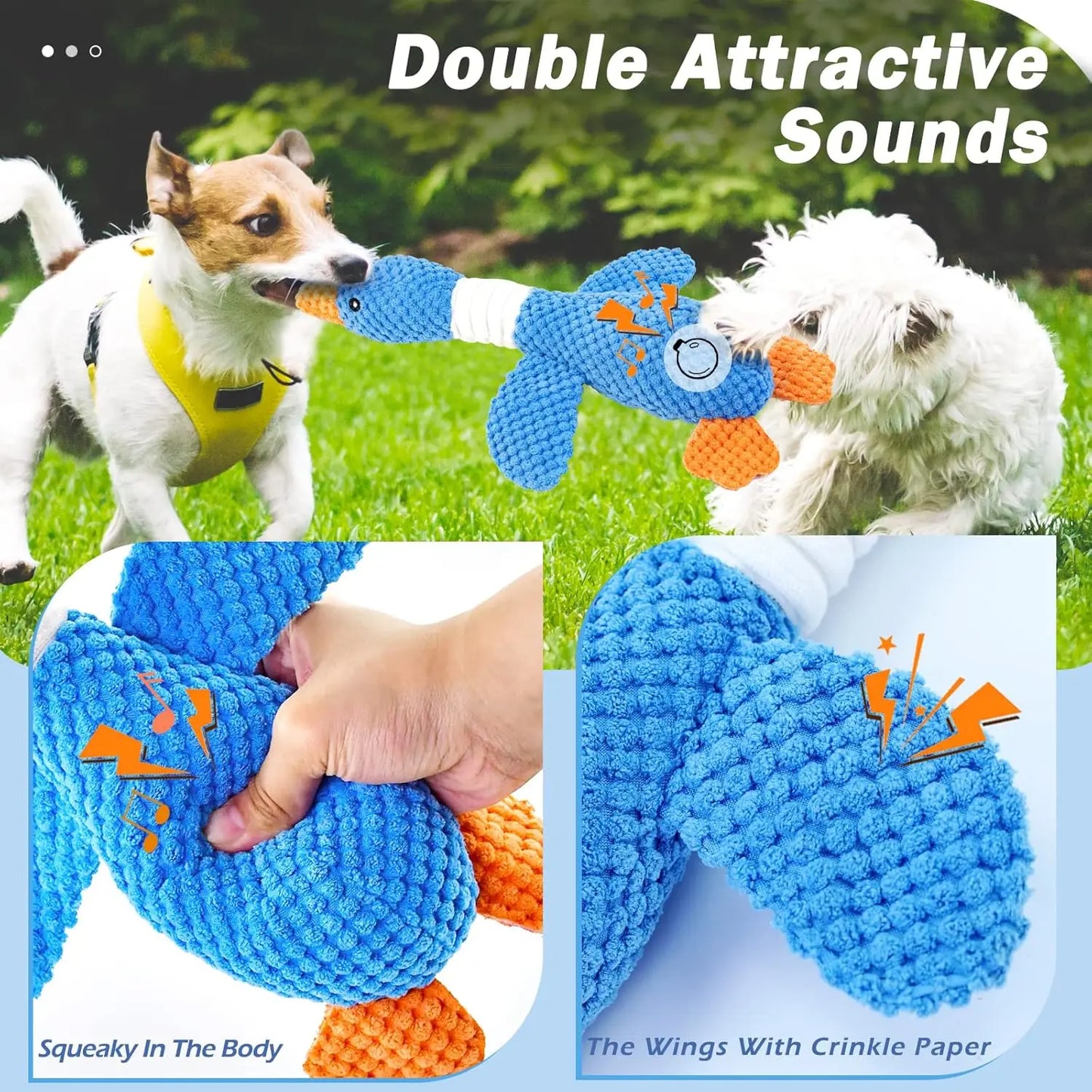 Upgraded Goose Indestructible Dog Toys for Aggressive Chewers Small Medium Large Breed, Crinkle Squeaky Plush Dog Puppy Chew Toy