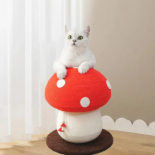 Red Mushroom-Shaped Sisal Cat Scratching Post |   Durable and Won'T Come Off |   Perfect for Paw Care and Furniture Protection |   Easy to Assemble |   Perfect for Cats!