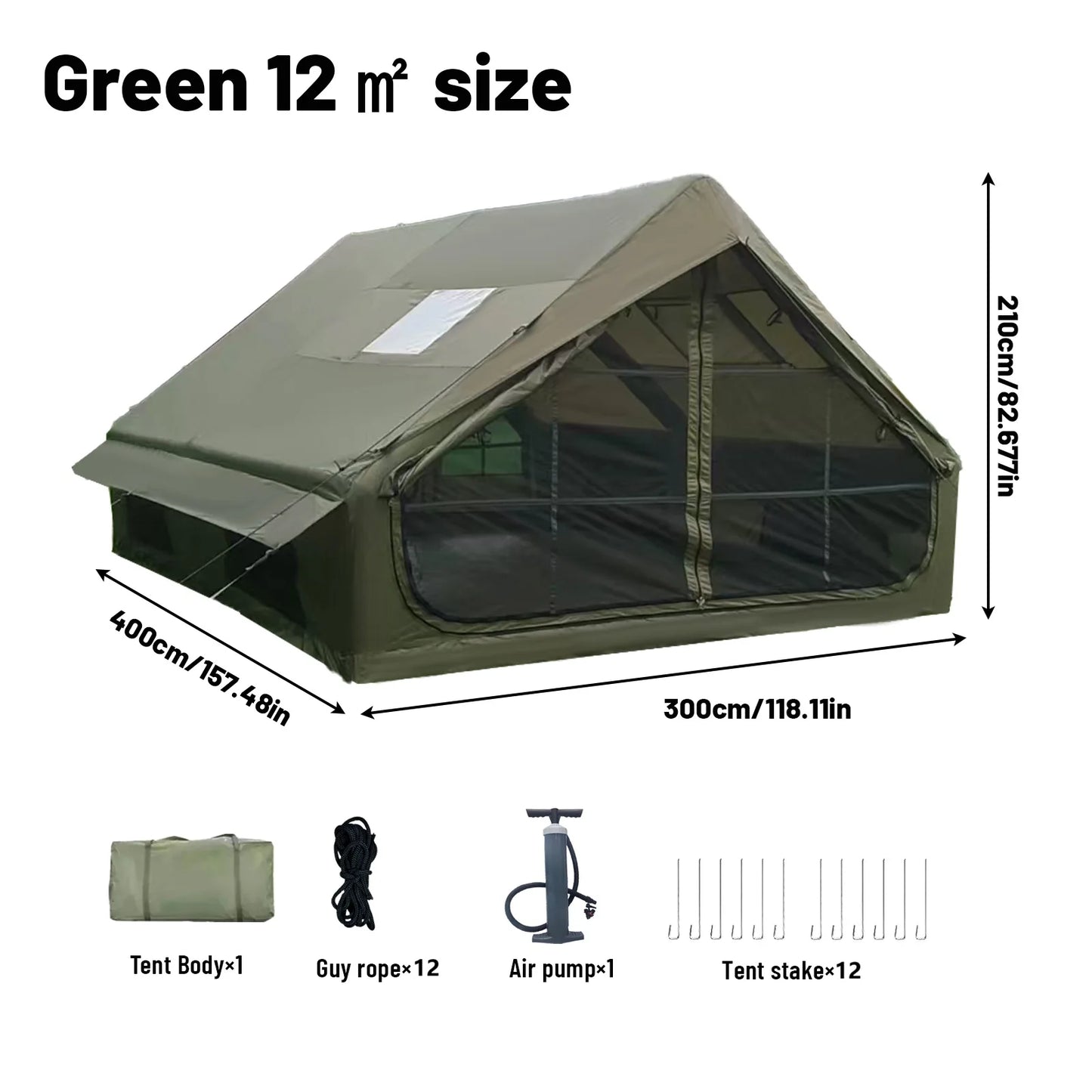 Inflatable Tent With Skylight, Quick Setup Blow Up Tents With Pump, 4-6 Person Outdoor Family Luxury Tent