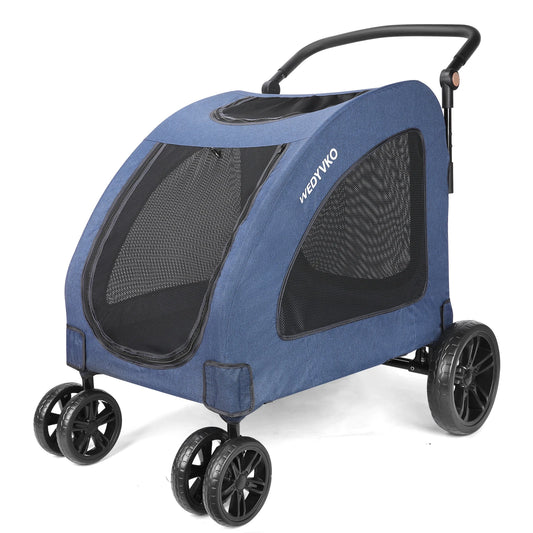 Heavy-Duty Dog Stroller for Large Dogs up to 120 lbs, Foldable Pet Wagon with 360° Wheels, All-Round Ventilation, Front & Rear Z