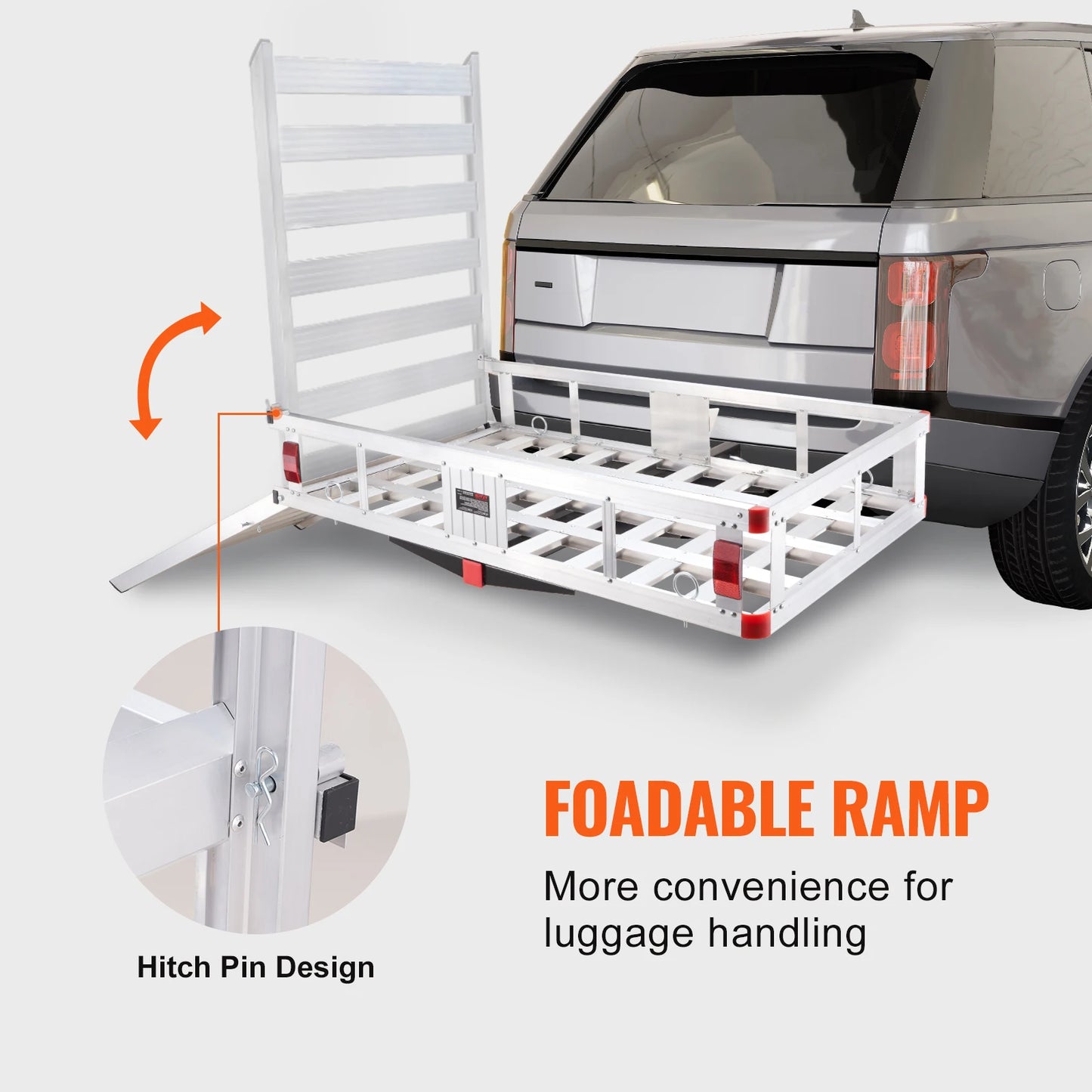 47/53/60 in Hitch Cargo Carrier 400/500lb Capacity Trailer Hitch Mount Aluminum Cargo Basket for Truck Pickup Camping