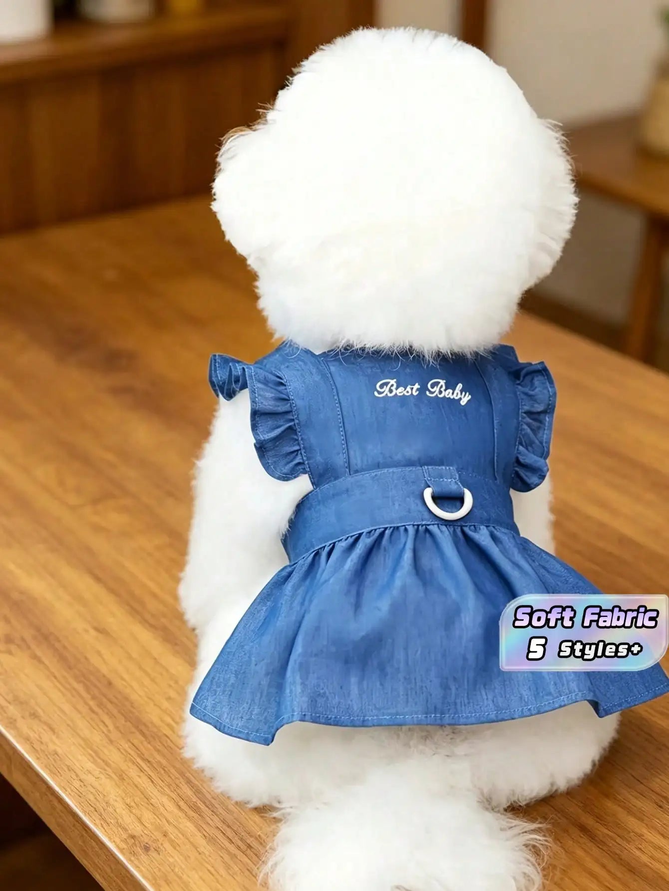 1pc Cute Letter Embroidered Pet Dress For Cats & Dogs, Ruffled Trim Costume For Christmas Party, Holiday Photo Outfit, Birthday Gift, Puppy Kitten Apparel, Festive Pet Clothing, Cute Animal Fashion, Dog Dress For Special Occa