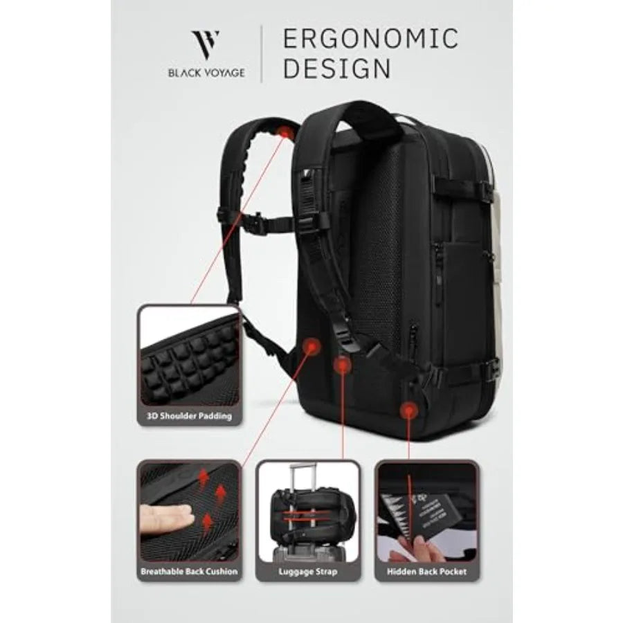 Vacuum Seal Travel Backpack 60L Expandable Air Compression System Water Resistant TSA Lock Carry-On