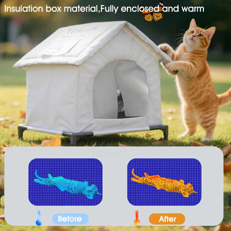 Waterproof Outdoor Cat Shelter Stray Cat Dog House Insulated Animals Cave Cold Weather Nest Foldable Small Dog Puppy Supplies