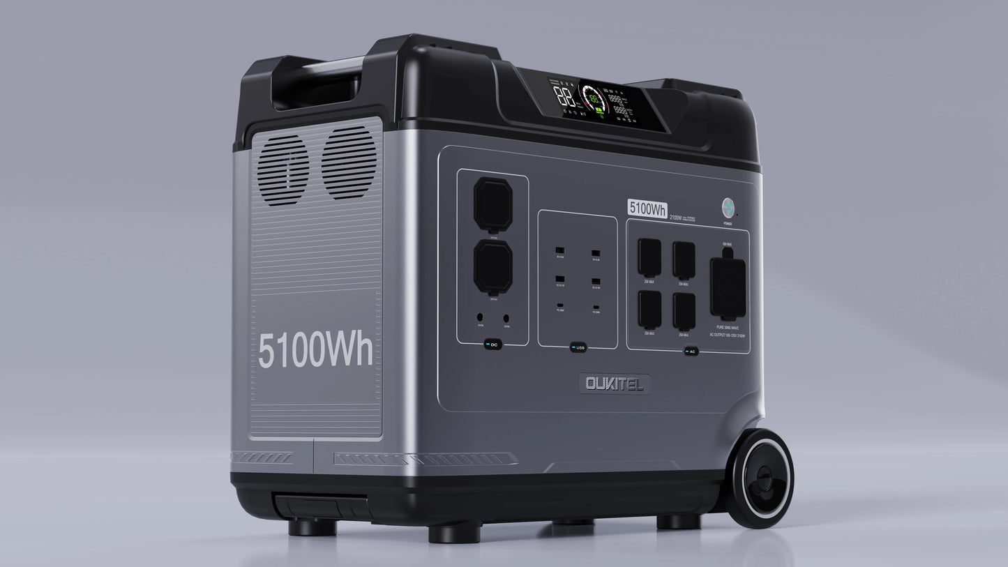 P5000 5100Wh Portable Power Station 2100W 4000W Solar Generator LiFeP04 Battery 120V Energy Storage for Outdoor Camping